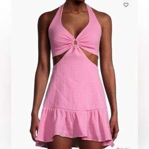 Pink Halter Cutout Dress